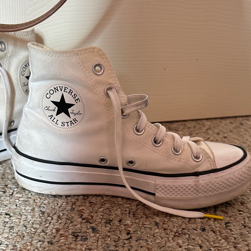 White Converse platform chuck taylor